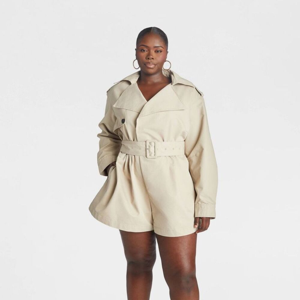 KBB by KAHLANA Women's 'The Trench Romper' - Khaki XXL